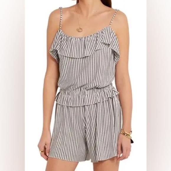 NWOT See By Chloe Black and White Striped Romper with...